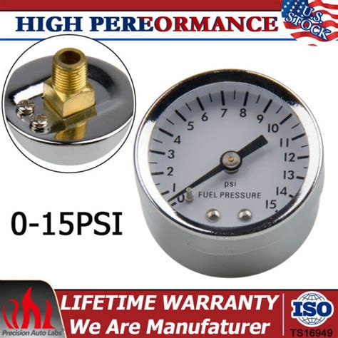 1561 Fuel Pressure Gauge 0 15 Psi 1 5 Dia 1 8 Male Fitting