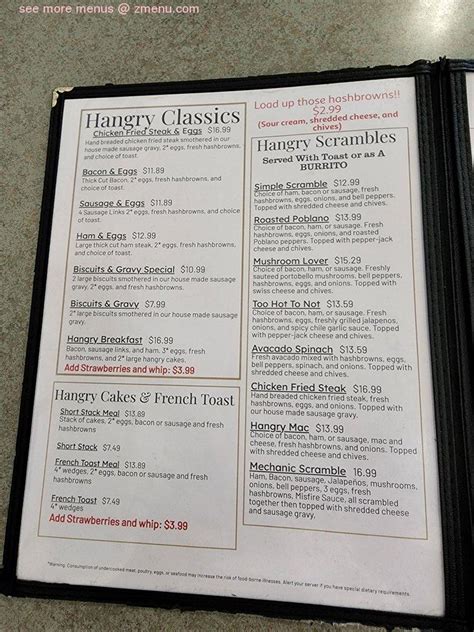 Online Menu of Hangry's Restaurant, Spokane Valley, Washington, 99206 - Zmenu