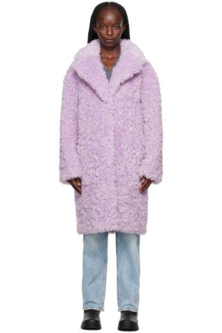 Purple Camille Cocoon Faux Fur Coat By Stand Studio On Sale