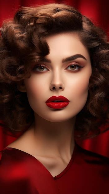 Premium Photo Woman With Dark Hair And Red Lipstick