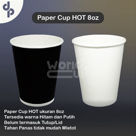 Jual Paper Cup Oz Hot Polos Hitam Dan Putih Tahan Panas Anti Mletot