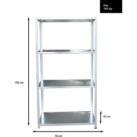 Scaffale 150X70X30 In Metallo 4 Ripiani In Metallo Per Carichi Pesanti