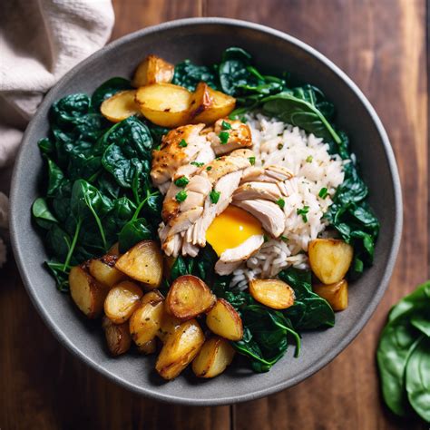 Spinach And Chicken Rice Bowl Recipe Cookaifood