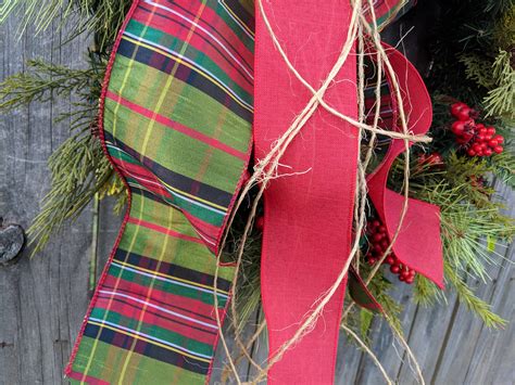 Christmas Wreath Elegant Plaid Christmas Wreath Natural Wreath