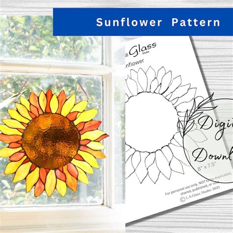 Printable Sunflower Stained Glass Pattern Etsy