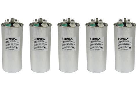 Temco Uf Mfd Vac Volts Round Dual Run Capacitor Hz