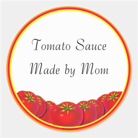 Tomato Sauce Custom Canning Labels Classic Round Sticker Zazzle