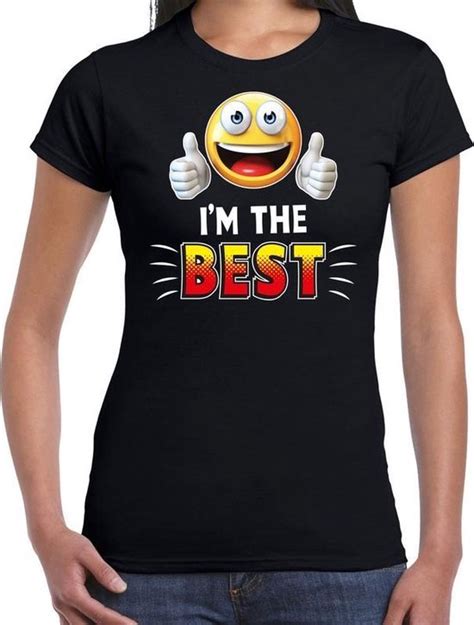 Funny Emoticon T Shirt I Am The Best Zwart Voor Dames Fun Cadeau