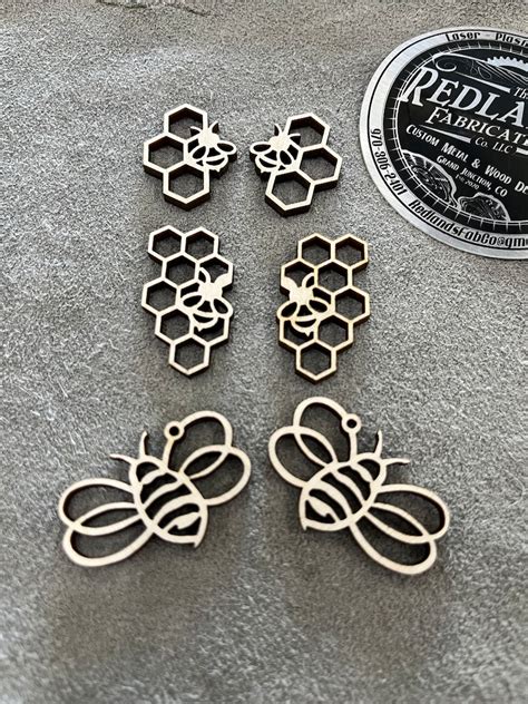 SVG Honey Bee Earring Set X6 Versions FILE ONLY Etsy