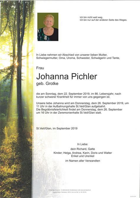 Parte für Johanna Pichler pax requiem