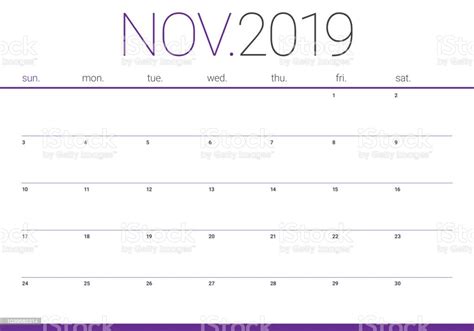 November 2019 Desk Calendar Vector Illustration Stock Illustration