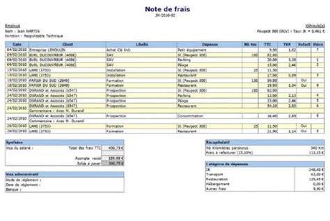 Exemple Note De Frais Kilometrique Excel Financial Report