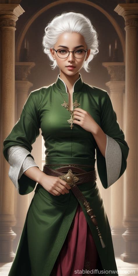 High Quality Realistic Female Cleric With Green Eyes Stable Diffusion