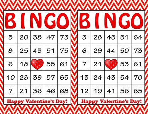 100 Valentine Bingo Cards Printable Valentine Bingo Game