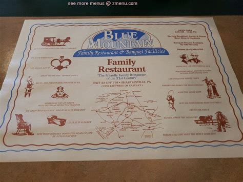 Menu at Blue Mountain Family Restaurant, USA, 24 Parkside Dr