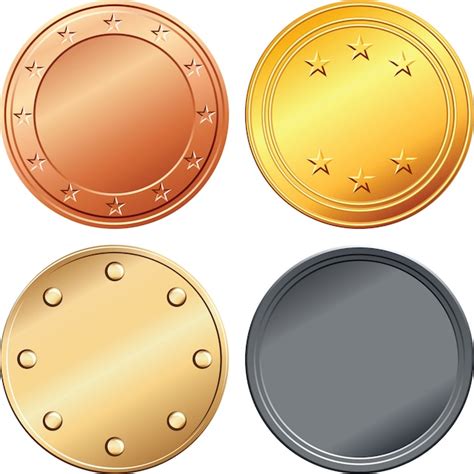 Conjunto De Medallas De Oro Plata Cobre Bronce Vector Premium