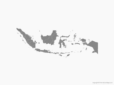 Printable Vector Map Of Indonesia With Provinces Single Color Free