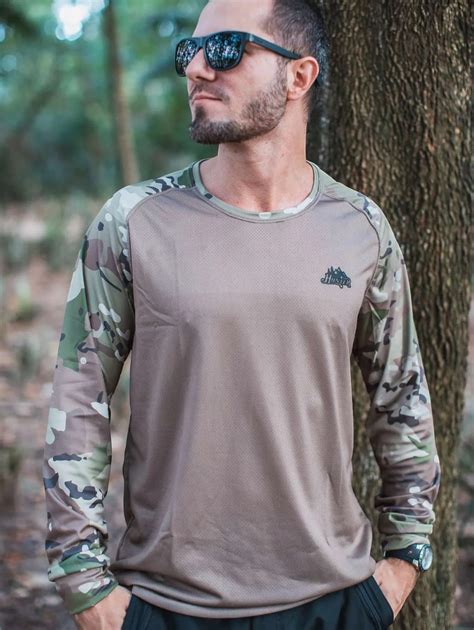 Camiseta Camuflada Multicam Prote O Solar Manga Longa Masculina