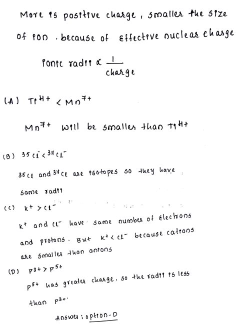 Ionic Radii Of Chemistry Questions