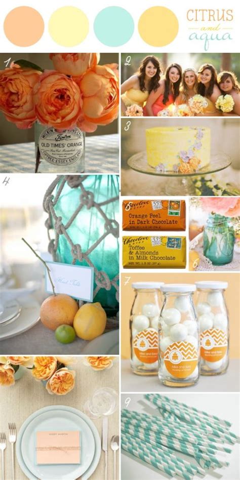 Citrus + Aqua – Wedding Color Palette | Aqua wedding colors, Aqua ...