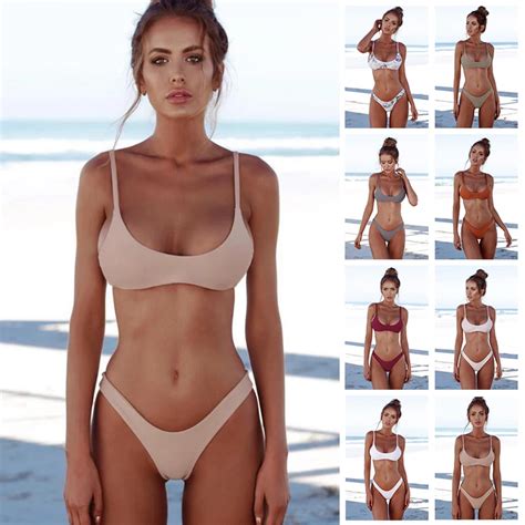 MASCUBE Sexy verano de las nuevas mujeres conjunto sólido de bikini