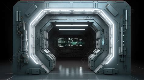 Realistic Sci Fi Spaceship Door Rendered In 3d Background Metal Door