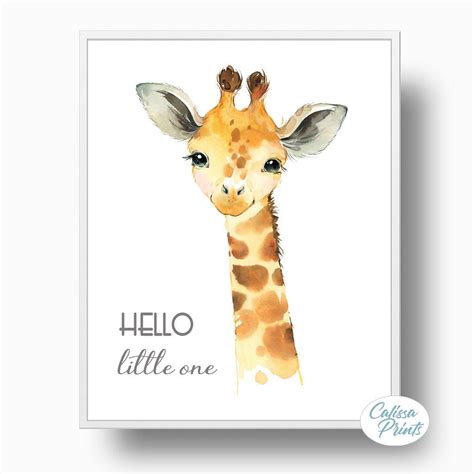 Baby Giraffe Hello Little One Nursery Print Ns05 Nursery Animal