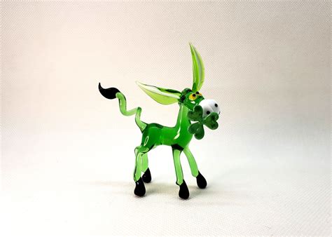 St. Patrick's Day Glass Donkey, Blown Glass Donkey, Donkey Figurine