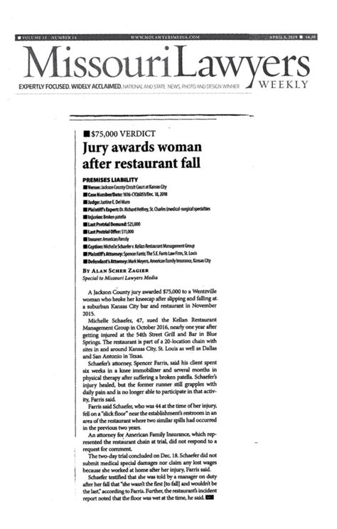 Jury Awards Woman After Restaurant Fall The S E Farris Law Firm