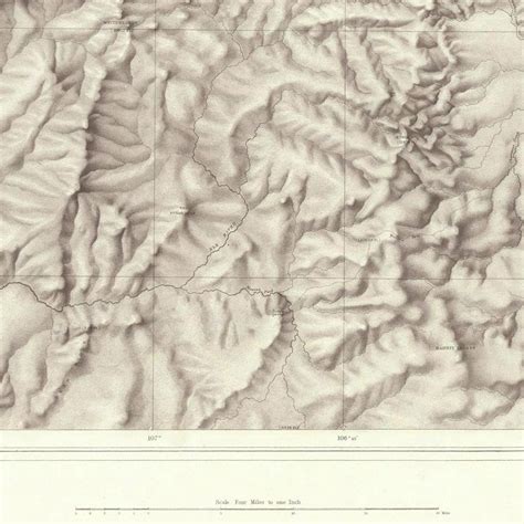 Rocky Mountains Topographical Map from 1876 - Muir Way