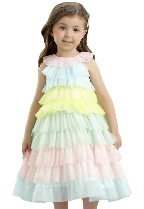 Vestido Infantil Festa Tule Colors Petit Cherie Unico Compre Agora