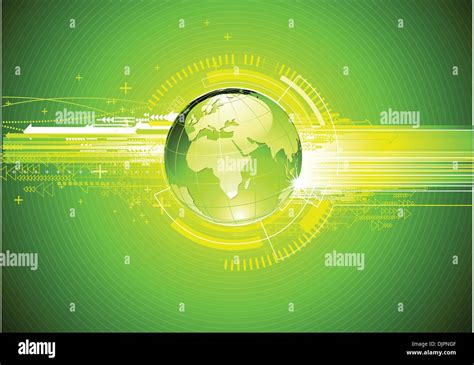 Vector Illustration Of Abstract Green Hi Tech Background With Glossy