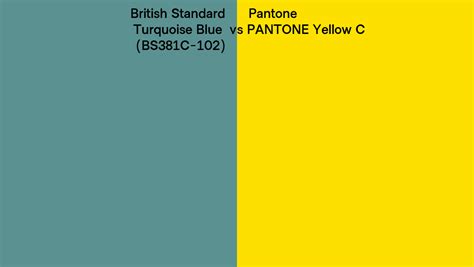 British Standard Turquoise Blue BS381C 102 Vs Pantone Yellow C Side