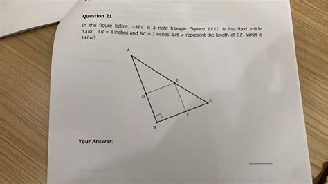 Solved In The Figure Below Abc Is A Right Triangle Square Chegg