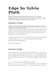 Edge By Sylvia Plath Docx Edge By Sylvia Plath Edge By Sylvia Plath