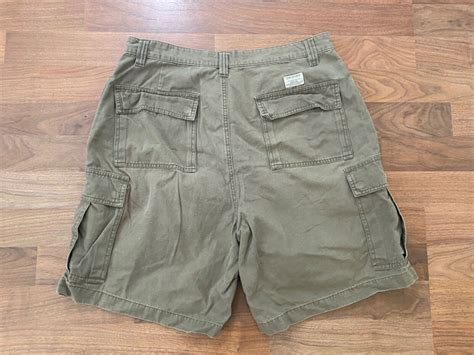 American Eagle Mens Longboard Cargo Shorts Tan Size 34 Pockets Cotton