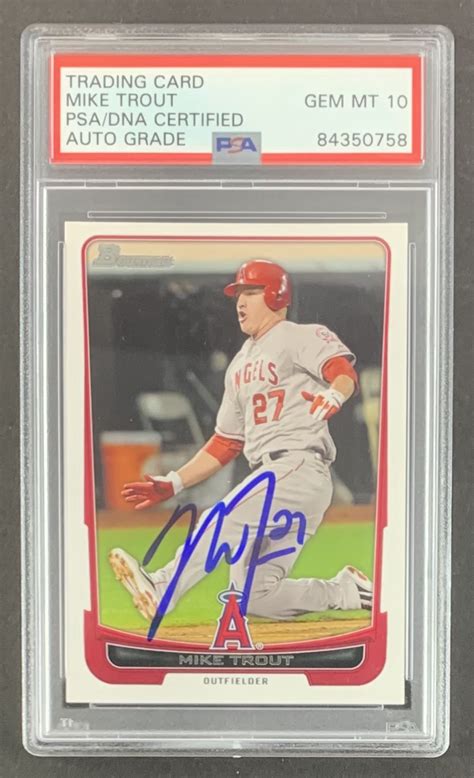 Lot Detail Mike Trout Signed Topps Bowman Rookie Rc Trading Card