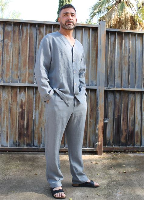 Mens Linen Pajamas Set Mens Pajama Linen Pants Dover Linen Etsy