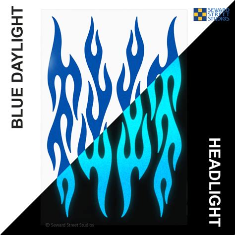 Blue Flames Reflective Decal Set – Seward Street Studios