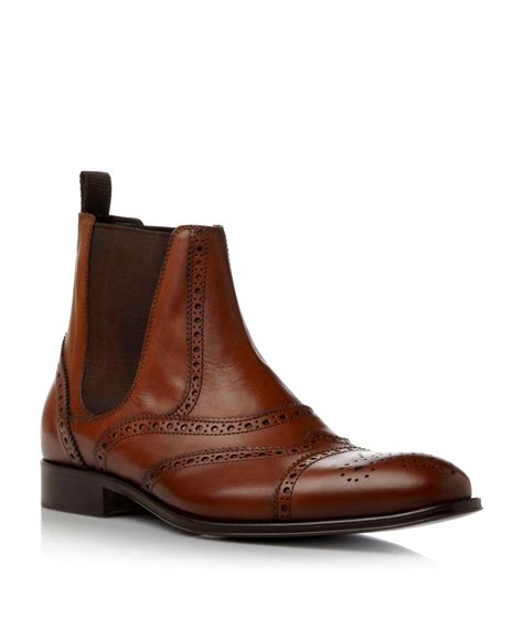 Dune Carriage 1 Brogue Chelsea Boots In Brown For Men Tan Lyst