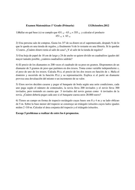 Exámen 13 diciembre 2012 preguntas y respuestas Examen Grado