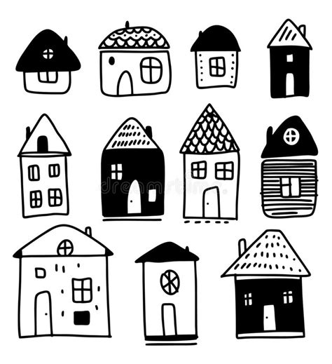 Hand Drawn House Vector Set Hand Drawn Vector Doodle Illustration