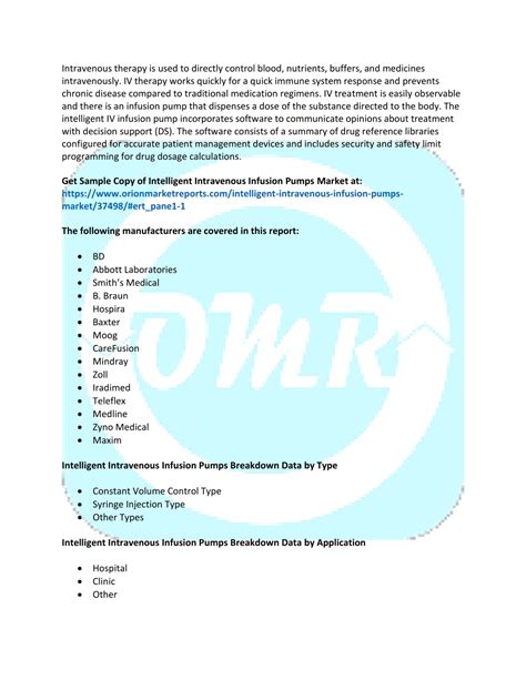 PPT Intelligent Intravenous Infusion Pumps Market PowerPoint