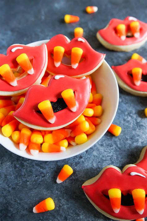 Candy Corn Fang Halloween Cookies - Bake at 350°