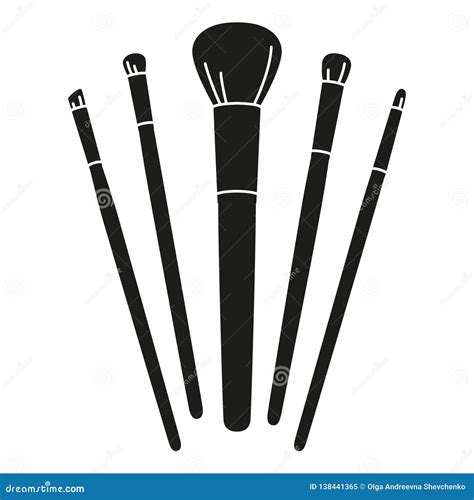 Black And White Silhouette Make Up Brush Set Stock Vector