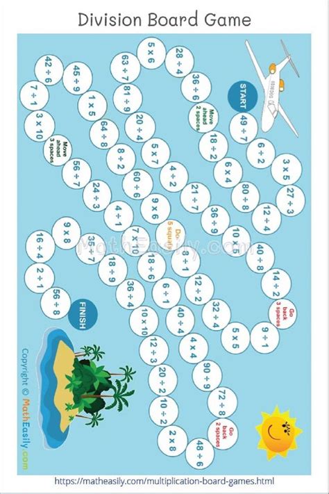 Division board games | Multiplication games, Math board games, Math games