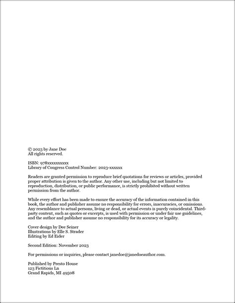 write  copyright page  guide  examples