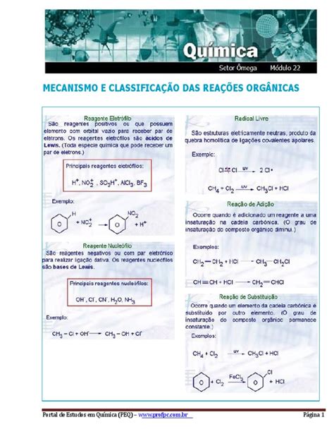 Mecanismo E Classificação Das Reações Orgânicas Radical Química