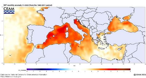 Informe de la temperatura superficial del mar Mediterráneo