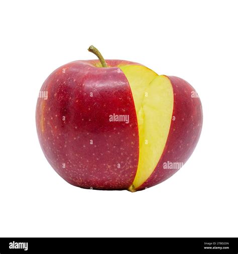 Red Jonagold Apple With A Slice Cut Off Isolated On White Background